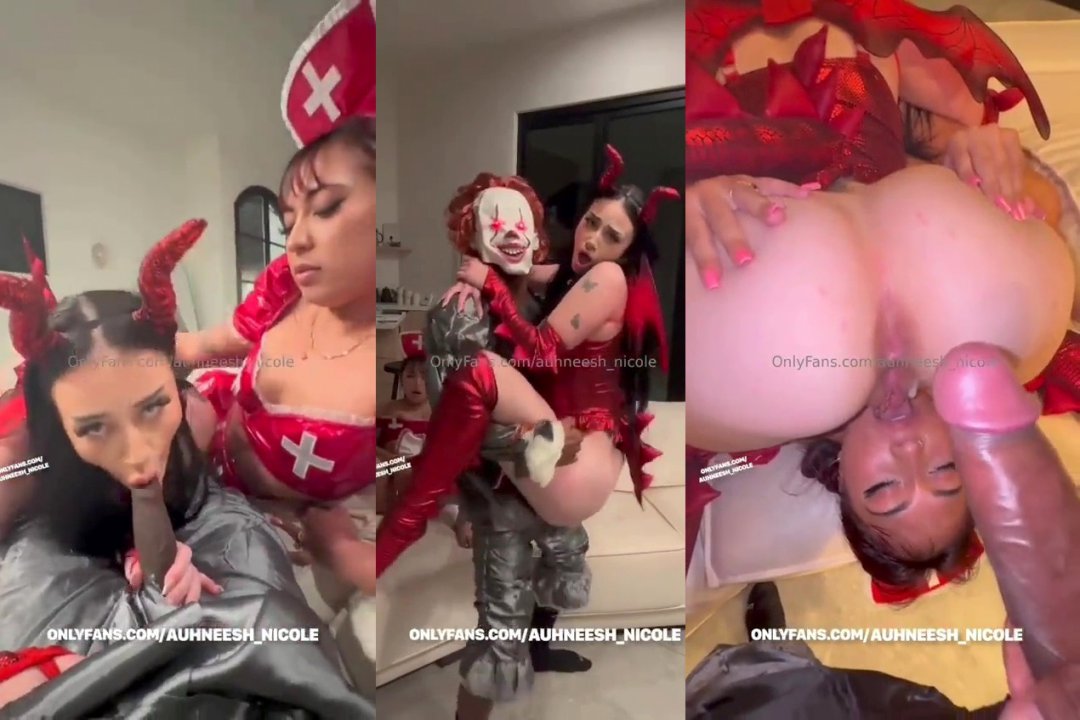 Auhneesh Nicole Halloween Threesome Sextape Video Leaked